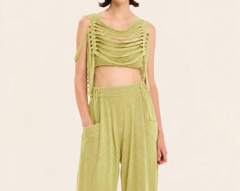 NEW KOURBELA sunshine nest knit top in silver lime
